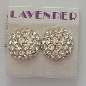 Vintage Lavender Gold-Tone Rhinestone Clip-On Earrings